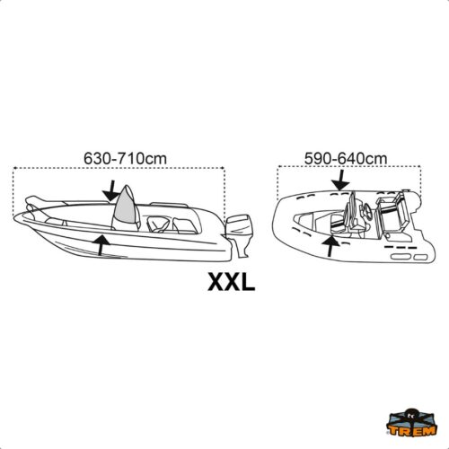 Tessuto poliestere 210D. Lungh. barca-For boats XXL cm.630-710
